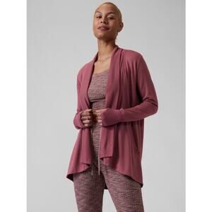 Athleta Pranayama Wrap Long Line Cardigan Medium Tawny Rose Mauve Lounge Cozy